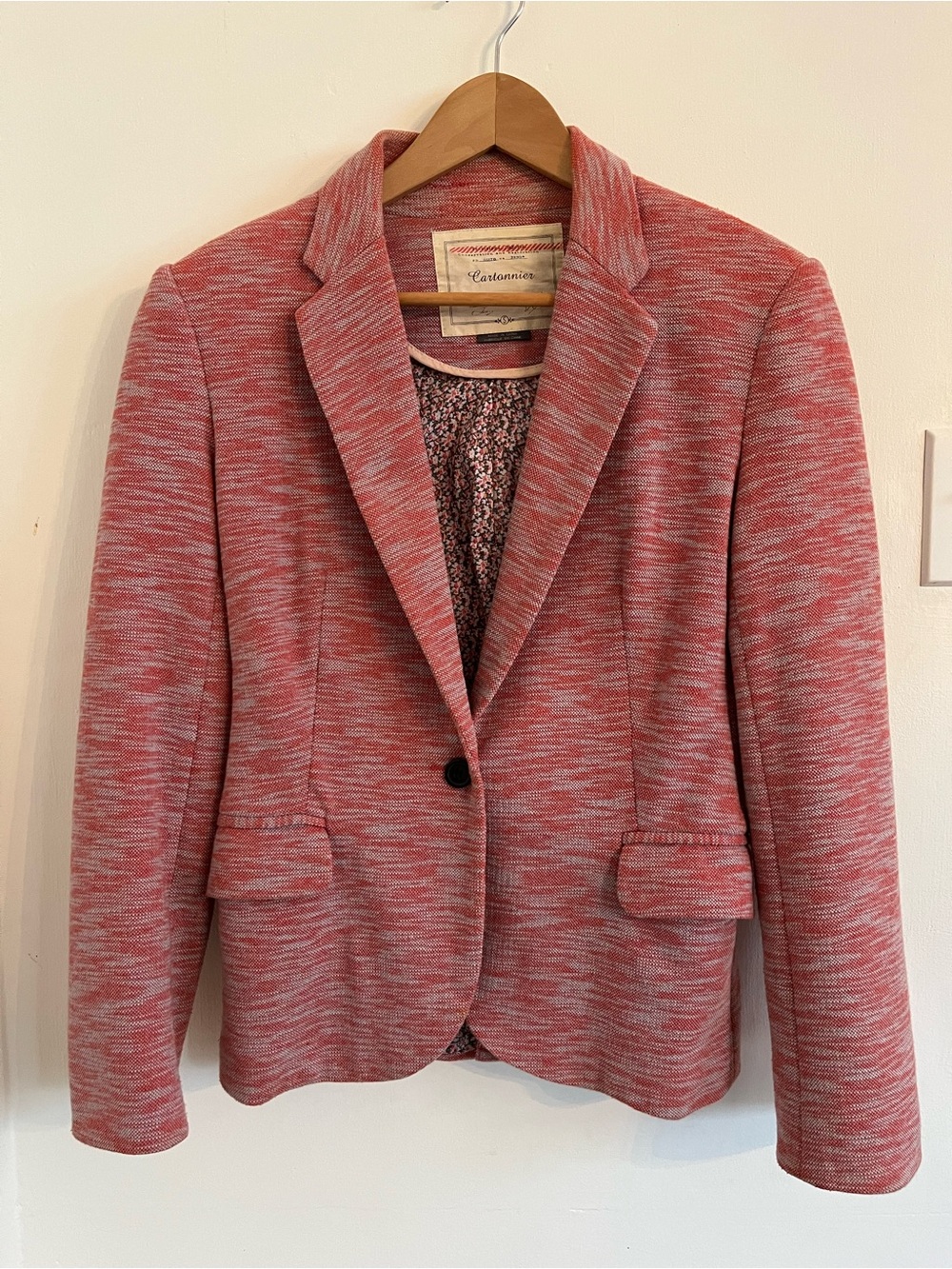 Anthropologie Heathered Coral Single-Button Blazer